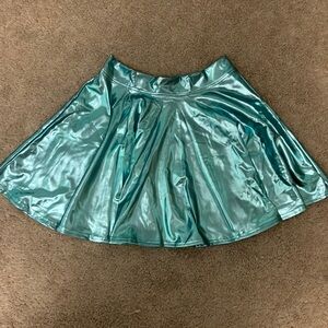 Aqua Metallic Skater Skirt